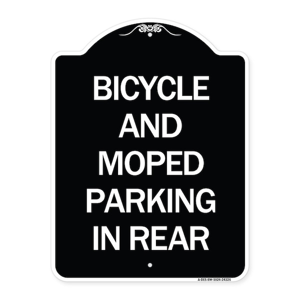 Signmission Bicycle and Moped Parking in Rear Heavy-Gauge Aluminum Architectural Sign, 24" x 18", BW-1824-24326 A-DES-BW-1824-24326 - main